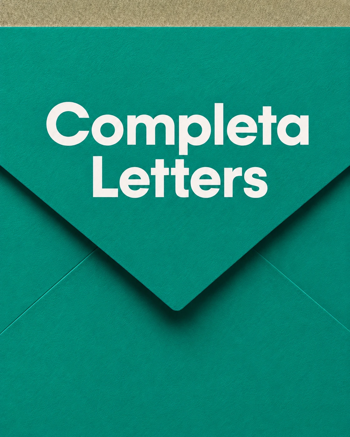 A teal envelope labeled Completa Letters