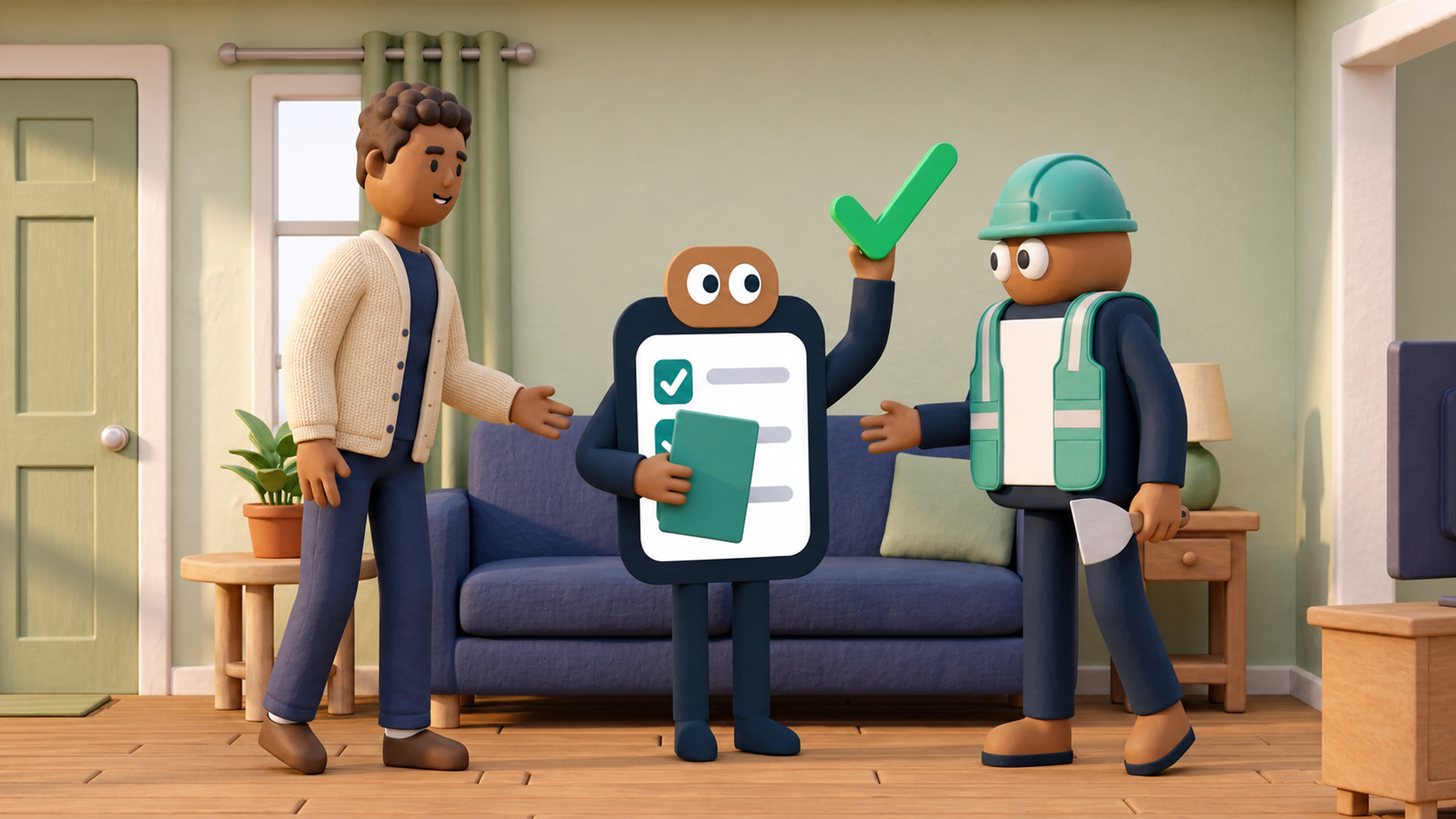 A property owner and contractor save completed work in Completa Home Records
